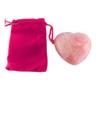 Rose Quartz Heart with Velvet Bag